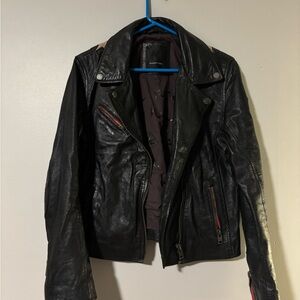 Mauritius Black Leather Jacket with Unique Design